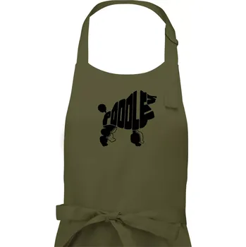 Kuchyňská zástěra Pudl - nápis v těle - Dámská zástěra na vaření - Univerzální velikost ( Khaki )