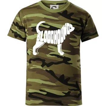 Bloodhound nápis v těle - Dětské maskáčové triko - 104-110cm / 3-4 roky ( Zelený maskáč )