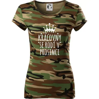 Královny se rodí v prosinci - Dámské maskáčové triko - XS ( Hnědý maskáč )