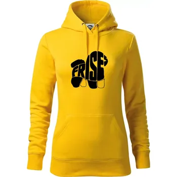 Dámská mikina Bišonek - fries nápis v těle - Mikina dámská Cape s kapucí - S ( Žlutá )