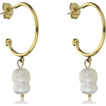 Módní doplněk Emily Westwood Pozlacené kruhové náušnice s perlami Noa EWE23099G + 2 měsíce na vrácení zboží