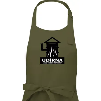 Kuchyňská zástěra Udírna je můj domeček pro panenky - Pánská zástěra na vaření - Univerzální velikost ( Khaki )