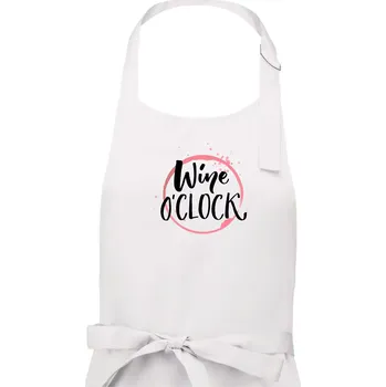 Kuchyňská zástěra wine o clock - Pánská zástěra na vaření - Univerzální velikost ( Bílá )