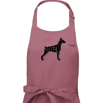 Kuchyňská zástěra Dobrmans - nápis v tělě - Dámská zástěra na vaření - Univerzální velikost ( Starorůžová )