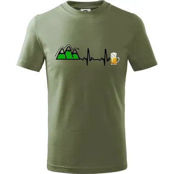 EKG z hor na pivo - Tričko dětské bavlněné - 146 cm/10 let ( Khaki )