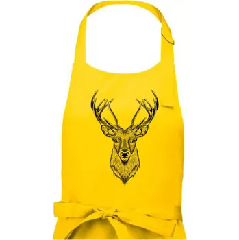 Kuchyňská zástěra Jelen kresba - Pánská zástěra na vaření - Univerzální velikost ( Žlutá )