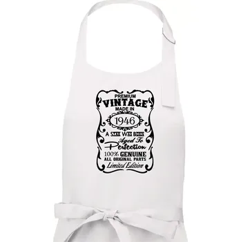 Kuchyňská zástěra Vintage Etiketa - 1946 - Pánská zástěra na vaření - Univerzální velikost ( Bílá )