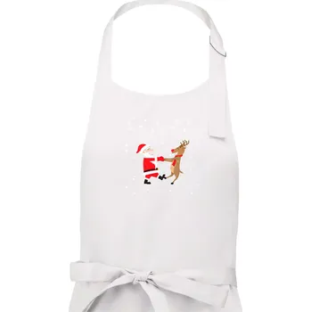 Kuchyňská zástěra Tancující Santa a sob - Pánská zástěra na vaření - Univerzální velikost ( Bílá )