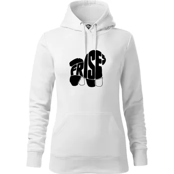 Dámská mikina Bišonek - fries nápis v těle - Mikina dámská Cape s kapucí - XL ( Bílá )