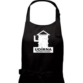 Kuchyňská zástěra Udírna je můj domeček pro panenky - Dámská zástěra na vaření - Univerzální velikost ( Černá )