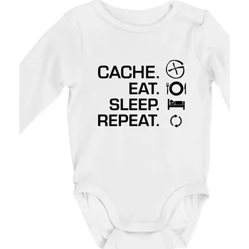 Eat sleep repeat Cache - Body kojenecké s dlouhým rukávem - Dlouhý r. do 3 měs ( Bílá )