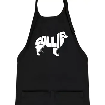 Kuchyňská zástěra Border kolie písmo v těle - Dětská zástěra na vaření - Univerzální velikost ( Černá )