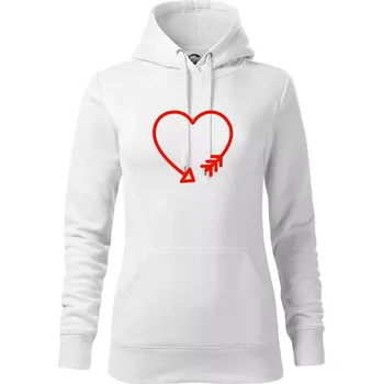 Dámská mikina Srdce šíp - Mikina dámská Cape s kapucí - L ( Bílá )