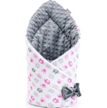 Zavinovačka Bocioland Minky Zavinovačka 80x80cm Sloni Růžový