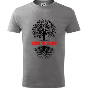 Chlapecké tričko Born to climb - Tričko dětské bavlněné - 98 cm / 2 roky ( Tmavě šedý melír )