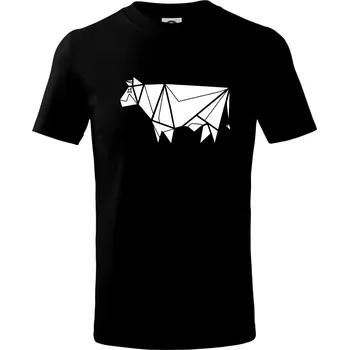 Chlapecké tričko Origami kráva z boku - Tričko dětské bavlněné - 98 cm / 2 roky ( Černá )