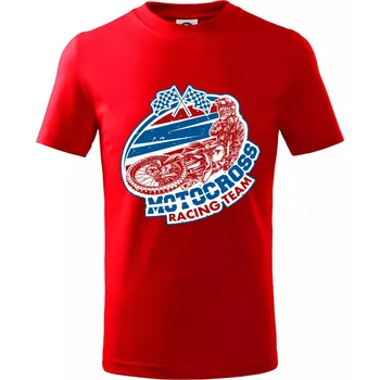 Chlapecké tričko Motocross racing team - Tričko dětské bavlněné - 98 cm / 2 roky ( Červená )