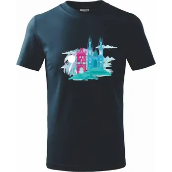 Chlapecké tričko Praha v mlze - Tričko dětské bavlněné - 98 cm / 2 roky ( Námořní modrá (velmi tmavá - téměř černá) )