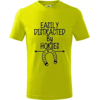 Chlapecké tričko Easily Distracted by Horse - Tričko dětské bavlněné - 98 cm / 2 roky ( Limetková )