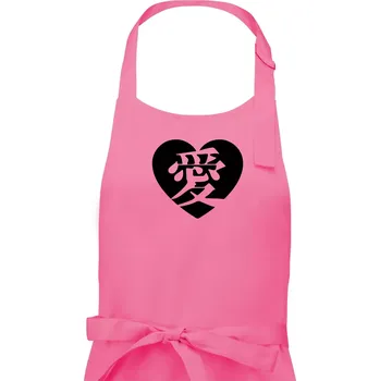 Kuchyňská zástěra Láska japonština čínština - Pánská zástěra na vaření - Univerzální velikost ( Růžová )