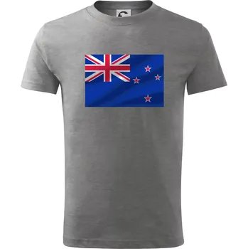Chlapecké tričko Nový Zéland Vlajka obdélník - Tričko dětské bavlněné - 98 cm / 2 roky ( Tmavě šedý melír )