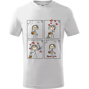 Chlapecké tričko Láska já a pivo (Hana-creative) - Tričko dětské bavlněné - 98 cm / 2 roky ( Bílá )