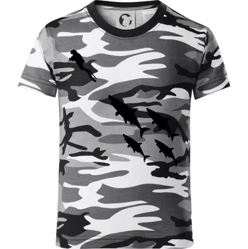 Chlapecké tričko Potápěč žraloci - Dětské maskáčové triko - 146 cm/10 let ( Šedý maskáč )