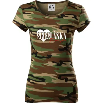 Sebeláska ta mi jde - Dámské maskáčové triko - XS ( Hnědý maskáč )
