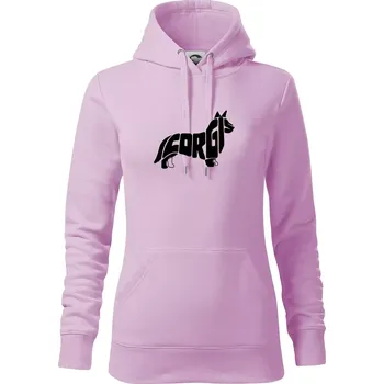 Dámská mikina Corgi - nápis v těle - Mikina dámská Cape s kapucí - S ( Orchid )