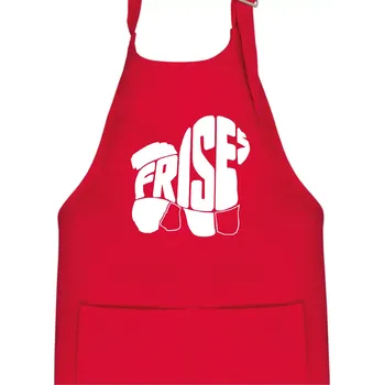 Kuchyňská zástěra Bišonek - fries nápis v těle - Dětská zástěra na vaření - Univerzální velikost ( Červená )