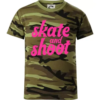 Biatlon skate and shoot růžová - Dětské maskáčové triko - 122 cm/6 let ( Zelený maskáč )