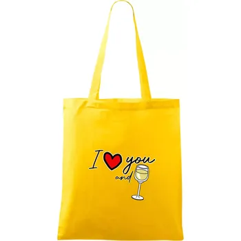 I love you and white wine - Taška bavlněná - 42 x 38 cm ( Žlutá )