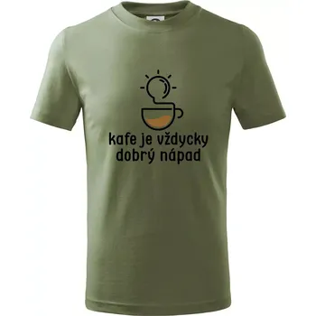 Kafe je vždycky dobrý nápad - Tričko dětské bavlněné - 98 cm / 2 roky ( Khaki )