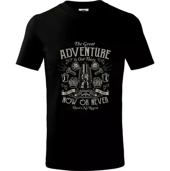 The Great Adventure now or never - Tričko dětské bavlněné - 98 cm / 2 roky ( Černá )