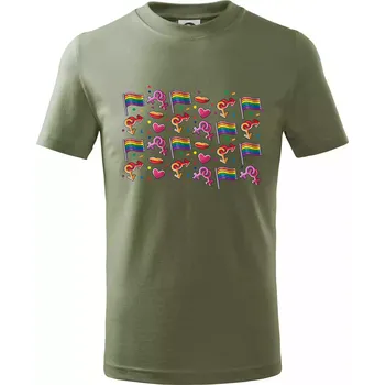 LGBT Vlajky - Tričko dětské bavlněné - 98 cm / 2 roky ( Khaki )