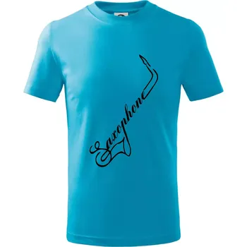 Chlapecké tričko Saxophone nápis - Tričko dětské bavlněné - 98 cm / 2 roky ( Světlý tyrkys )