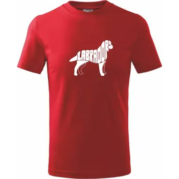 Labrador - Tričko dětské bavlněné - 98 cm / 2 roky ( Červená )