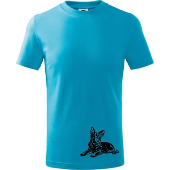 Německý ovčák - štěně - Tričko dětské bavlněné - 98 cm / 2 roky ( Světlý tyrkys )