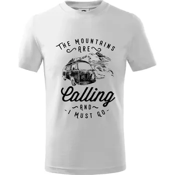 Chlapecké tričko The Mountains Are Calling obytňák - Tričko dětské bavlněné - 98 cm / 2 roky ( Bílá )