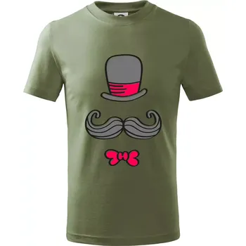 Kitty Mustache - Tričko dětské bavlněné - 98 cm / 2 roky ( Khaki )