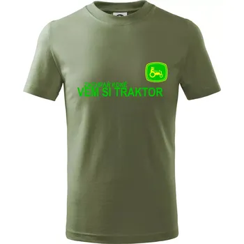 Zachraň koně, vem si traktor! - Tričko dětské bavlněné - 98 cm / 2 roky ( Khaki )
