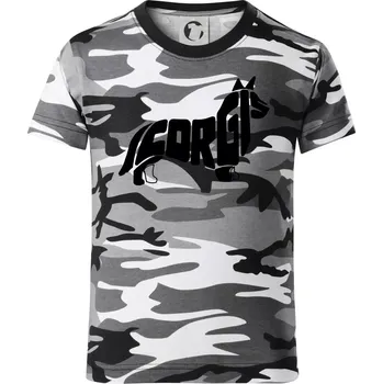 Chlapecké tričko Corgi - nápis v těle - Dětské maskáčové triko - 134 cm/8 let ( Šedý maskáč )