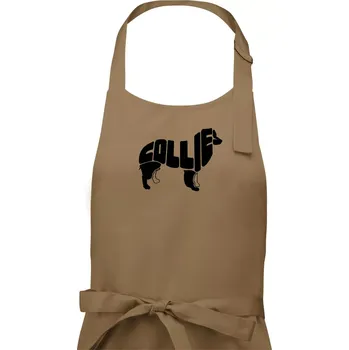 Kuchyňská zástěra Border kolie písmo v těle - Dámská zástěra na vaření - Univerzální velikost ( Cappuccino )