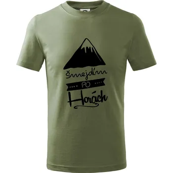 Dětská móda Šmejdím po horách - Tričko dětské bavlněné - 98 cm / 2 roky ( Khaki )