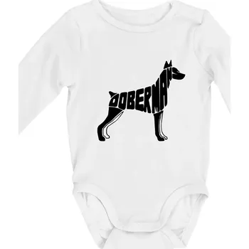 Dobrmans - nápis v tělě - Body kojenecké s dlouhým rukávem - Dlouhý r. 3-6 měs ( Bílá )