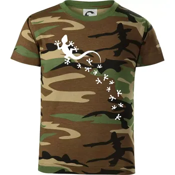 Chlapecké tričko Geocaching Gekoni - Dětské maskáčové triko - 134 cm/8 let ( Hnědý maskáč )