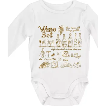 Kojenecký body Víno vše pohromadě - Body kojenecké s dlouhým rukávem - Dlouhý r. do 3 měs ( Bílá )