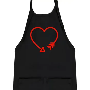 Kuchyňská zástěra Srdce šíp - Dětská zástěra na vaření - Univerzální velikost ( Černá )