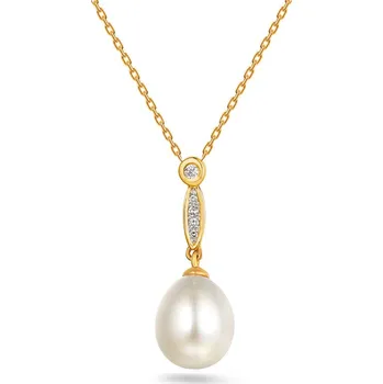 Přívěsek Perlový zlatý přívěsek s diamanty 0,050 ct IZBR109 + dárkové balení LUXUS zdarma