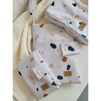 Obal na doklad Midi sada terrazzo - (plenkovník + obal na očkovací průkaz + přebalovací podložka)